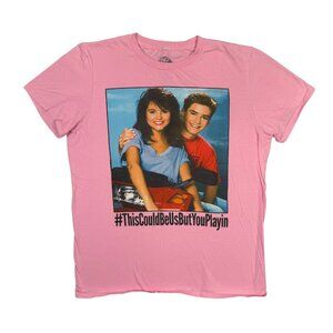 Saved By The Bell T Shirt Sz M Zack & Kelly Pink This Could Be Us But You Playin
